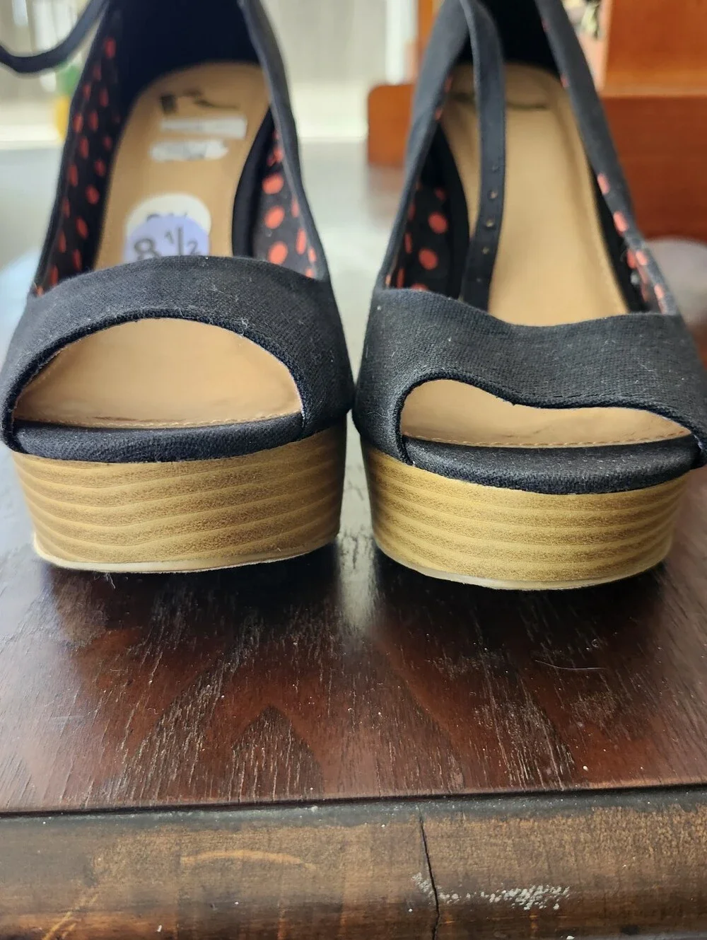 Report Peep toe Ankle Strap Wedge